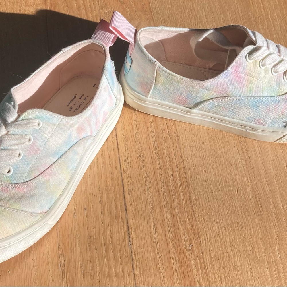 Toms Cordones Cupsole Youth 3 Sneakers Multicolor Canvas Round‎ Toe Lace Up - Picture 4 of 8